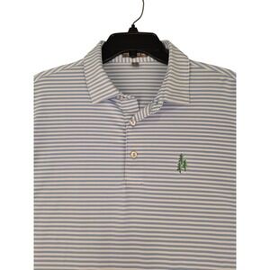 Peter Millar Summer Comfort Mens Blue Stripe Whispering Pines GC Polo Shirt L